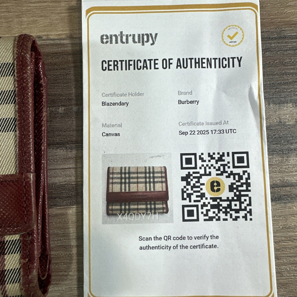 Burberry Nova Check Canvas Leather Trifold Wallet Beige With COA - Picture 2 of 10